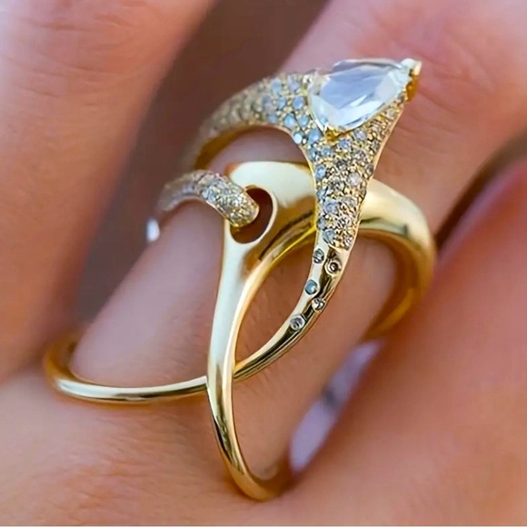 Galactic Knot 18K Gold Plated CZ Ring (New In Box) - Picture 1 of 3